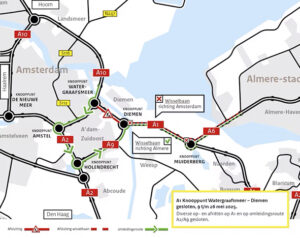 A1 afgesloten tssen Watergraafsmeer en Diemen